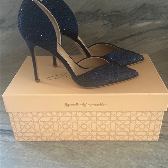 Women's Navy Glitter Heels - Picture 2 of 3